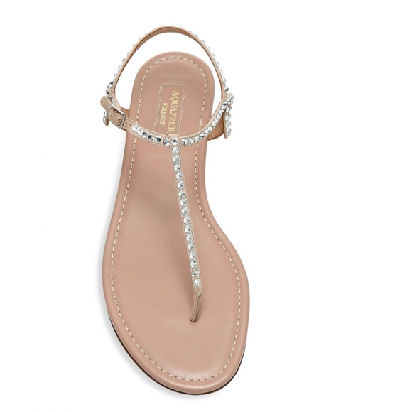 AQUAZZURA ALMOST BARE BEIGE CRYSTAL SANDALS SIZE IT 37.5 / US 7.5 NEW IN BOX! - Picture 16 of 16